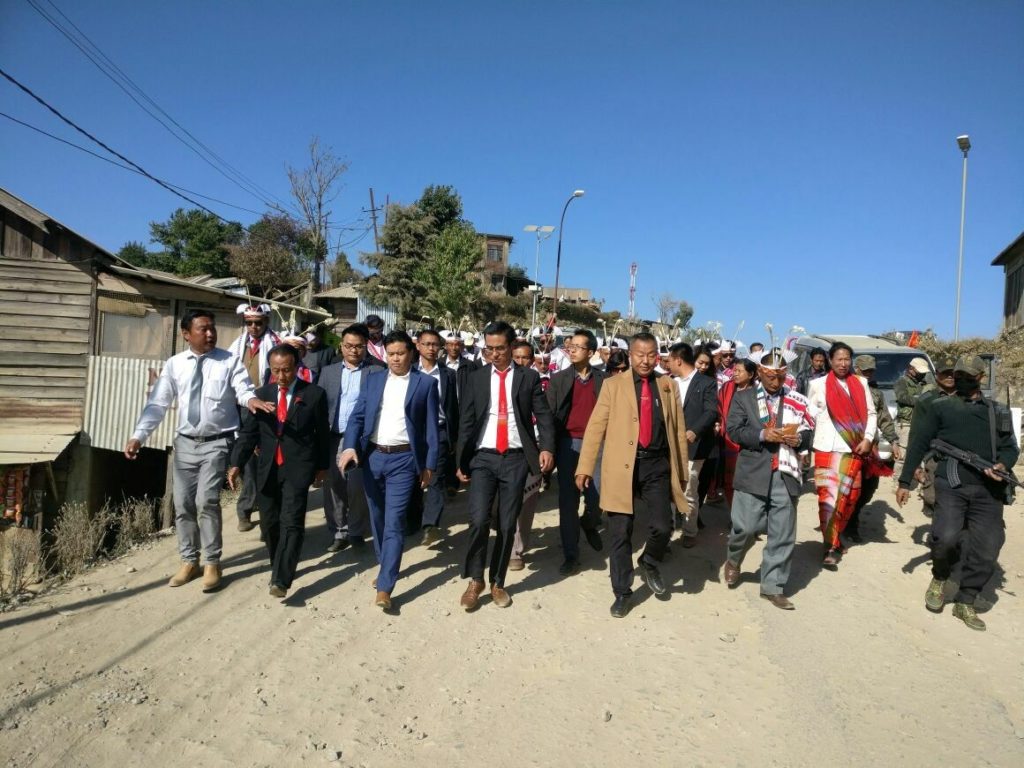 Dignitaries along with the tribal village council during the Luira Phanit, 2018 (seed Sowing Festival) at, Mission Ground, Ukhrul District Headquaters.